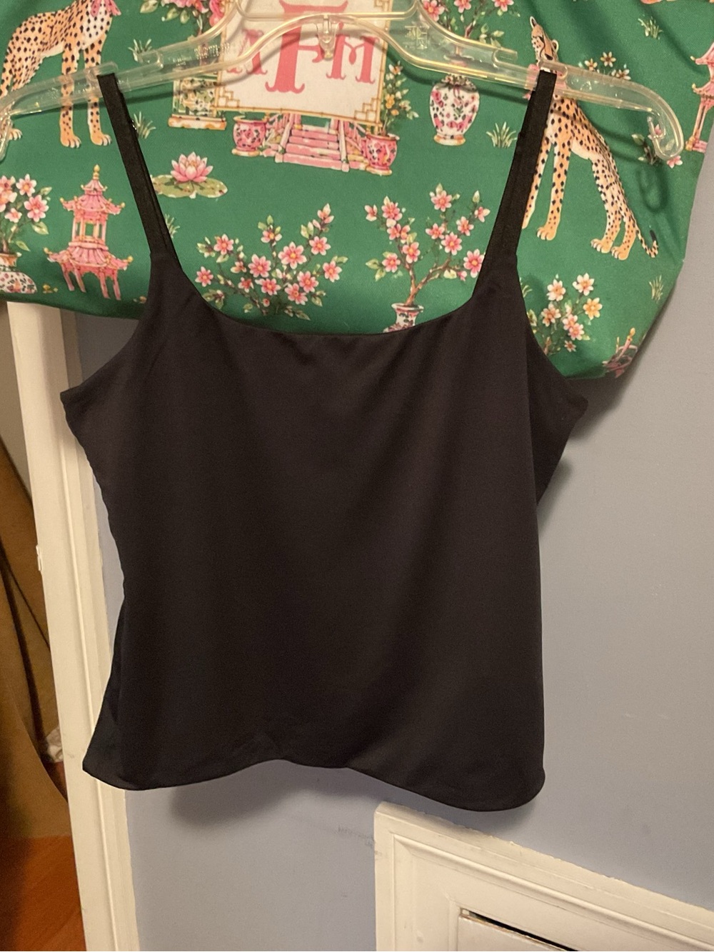 Boston Proper Black Satin Tank with Thin Straps